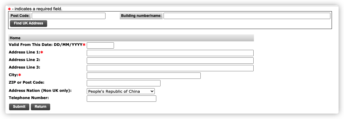 Address Details - Home Address